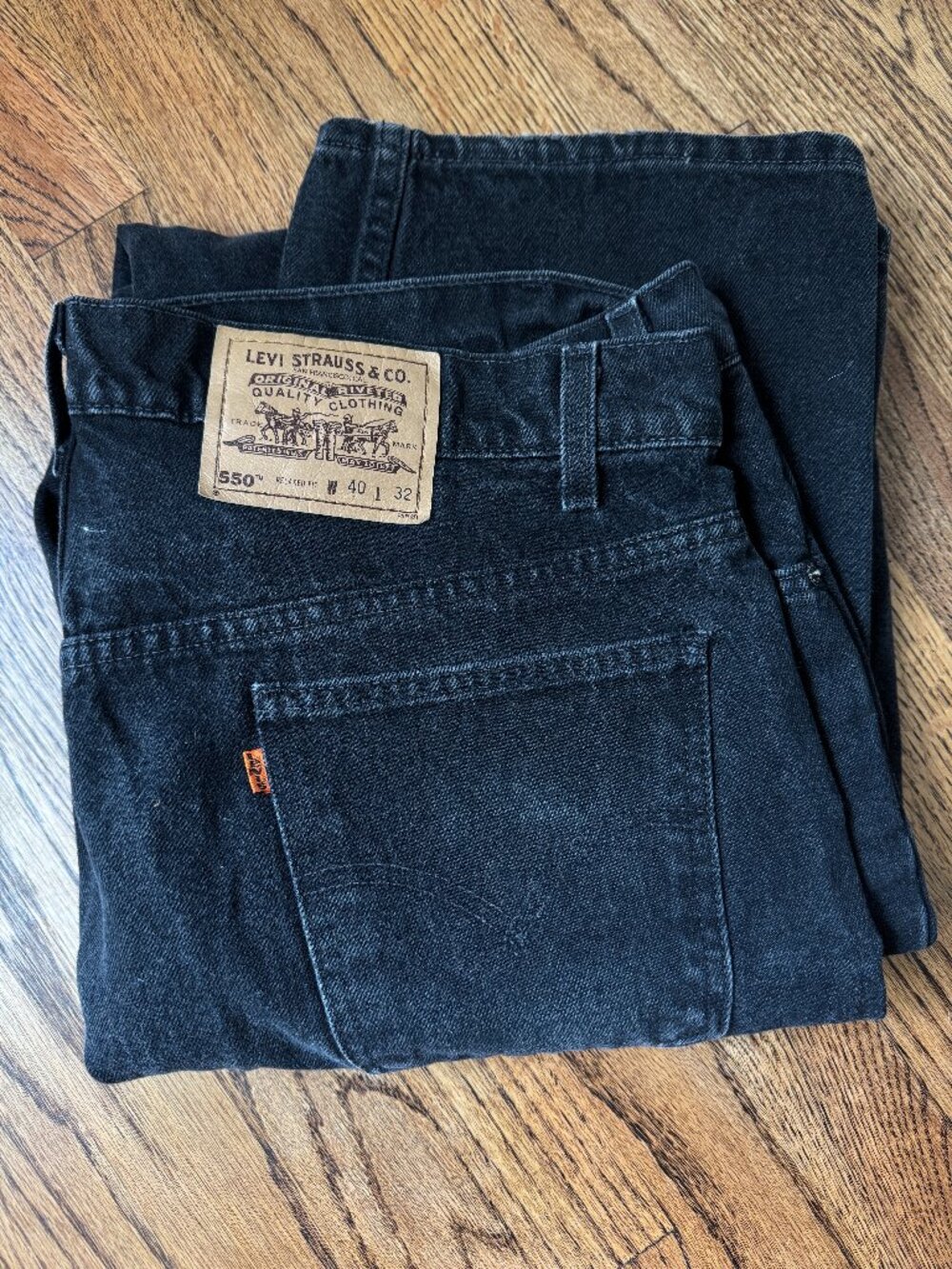 Vintage 1997 Orange Tab Levi's 550 Jeans Men's 40x32 Relaxed Fit 90s Dark Wash